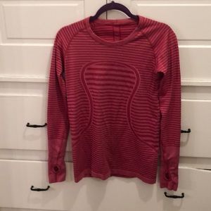 Lululemon Red Striped Exercise Top